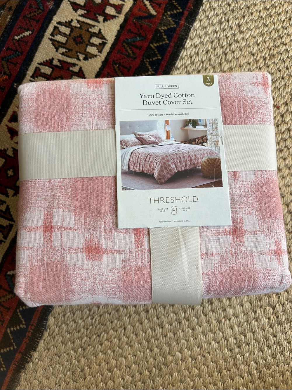 Threshold Yarn Dyed Cotton Duvet Cover Set - Pink